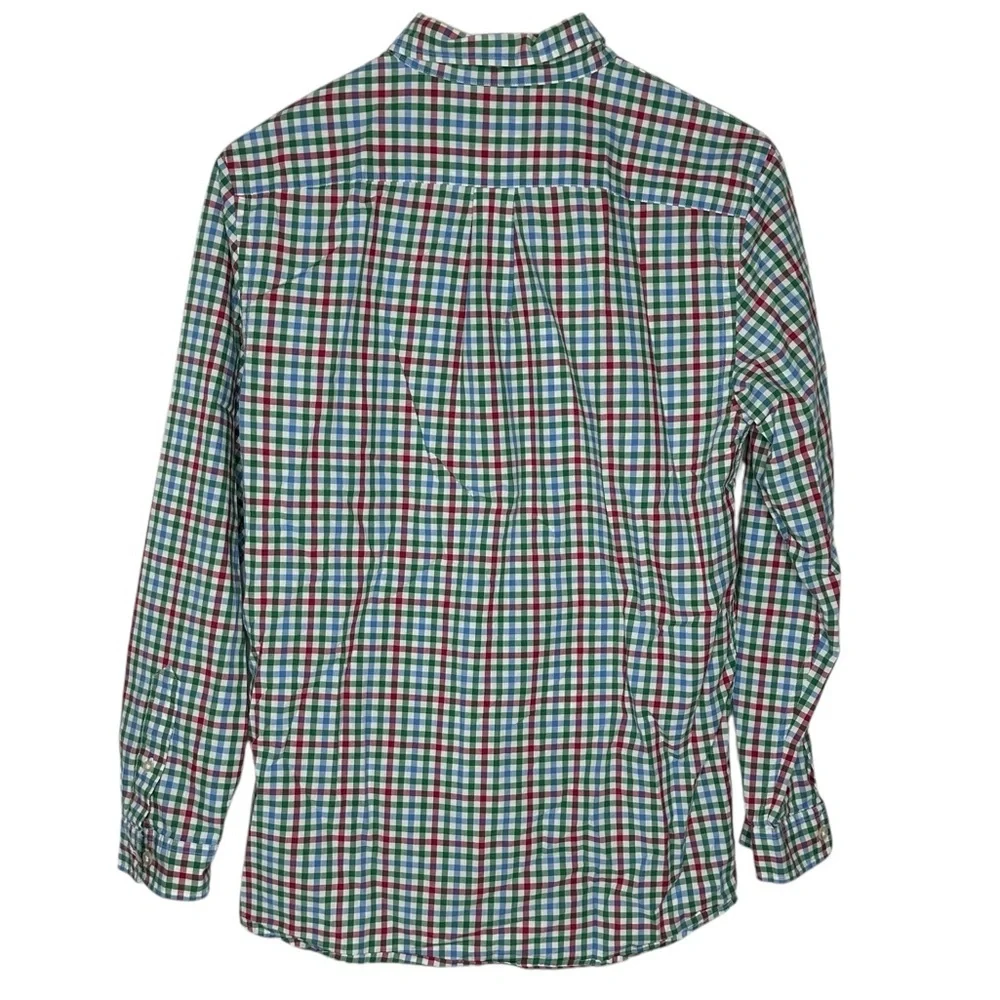 Boys Vineyard Vines Red Green Blue Plaid Whale Shirt XL